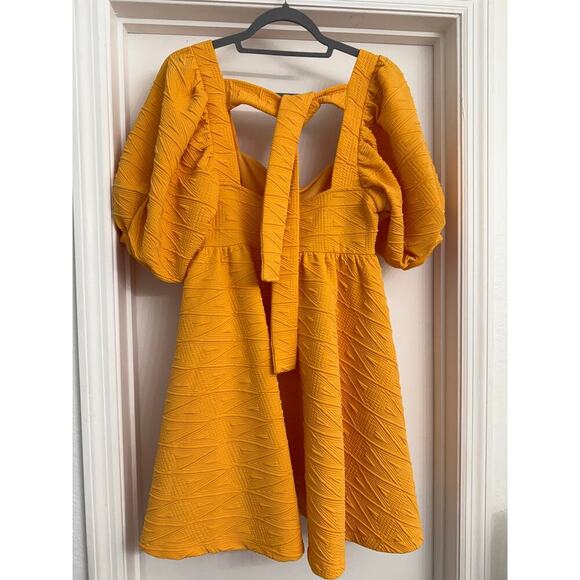 Free People Violet Mini Dress Carrot Orange Babydoll Bell Sleeve Boho Romantic M - Picture 3 of 7